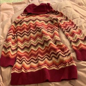 Long sweater with turtle neck &button detail!